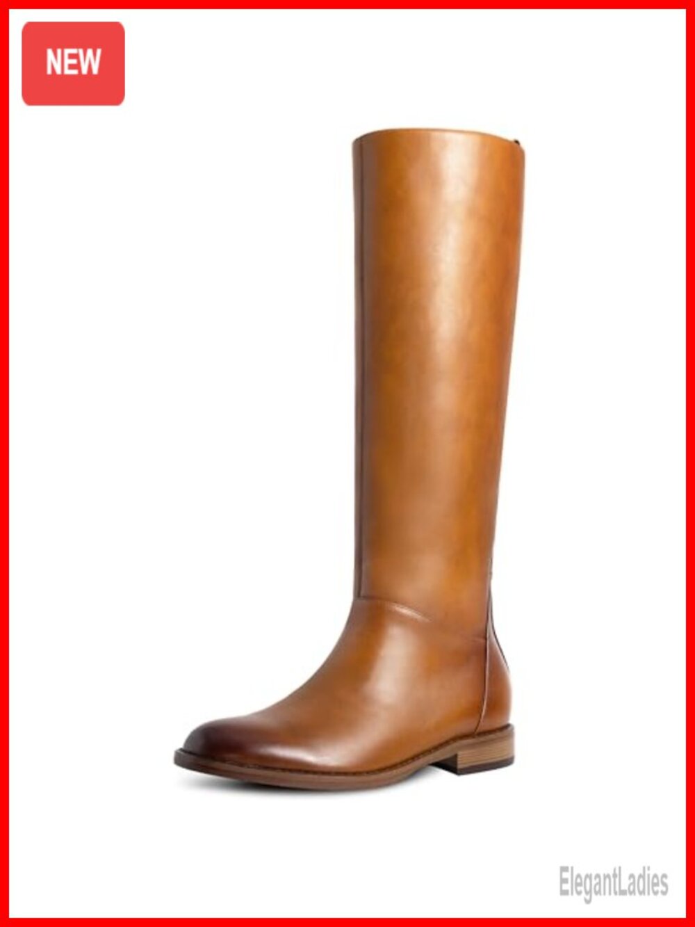Women's Knee High Flat Boots Round Toe Low Heel Side Zip Tall Riding